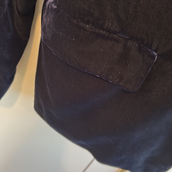 NAVY Panne Velvet lined Jacket Black Satin Tie front TALBOTS RSVP US 12 MINT - Picture 7 of 8